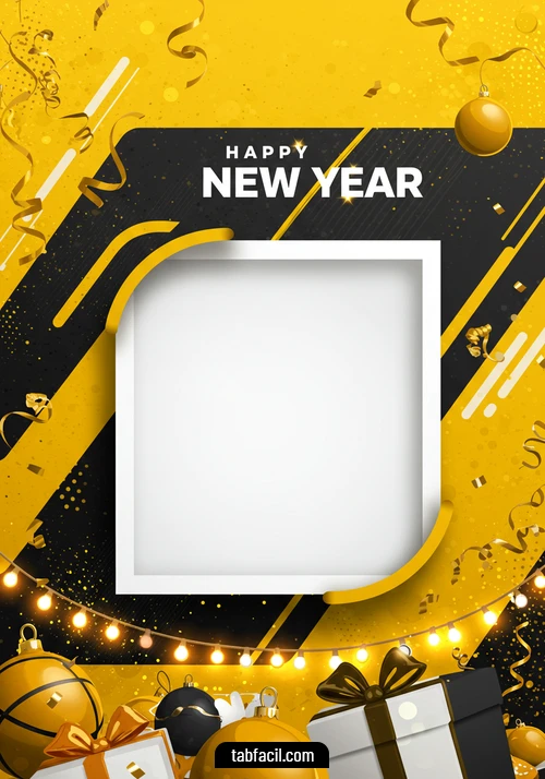 Imagen  Happy New Year Yellow Black Alexandra Imagen de Happy New Year Yellow Black Alexandra